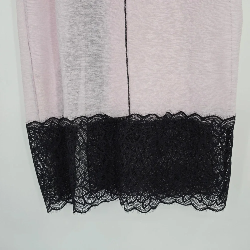 Free People Intimately Into You Pink Black Lace Trim Midi‎ Skirt Size Small